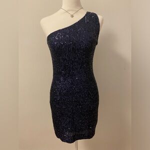 Aqua Blue One-Shoulder Bodycon Dress